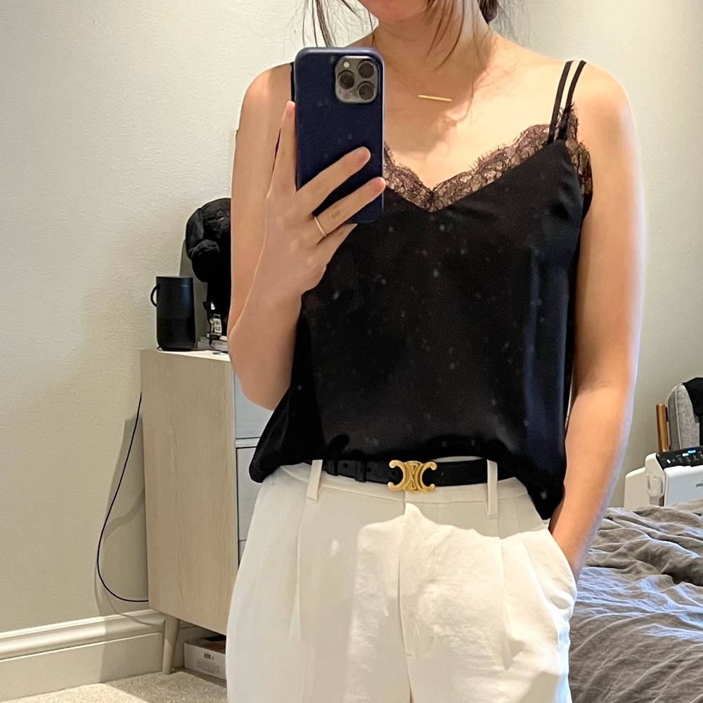 Aritzia black lace cami